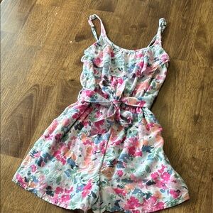 Abercrombie Kids Floral Kids Romper with tie waist, adjustable straps & pockets